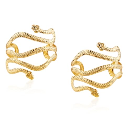Pingyongchang 2 Pcs Cuff Bangle Bracelet for Women Open Wide Wire Bracelets Set Gold Wrist Cuff Wrap Bracelet Adjustable Classic Bohemia Birthday Gift - color: Snake Gold