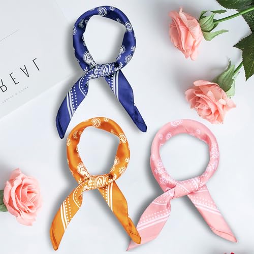 DOOBO Satin Head Scarf - 27.5 Inches Silk Bandana Hair Wrap Square Scarf for Women & Girls - color: Blue