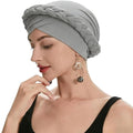 ZLYC Chemo Headwear for Women Pre Tied Turban Headwear Lightweight Beanie Hat - color: Braid Gray