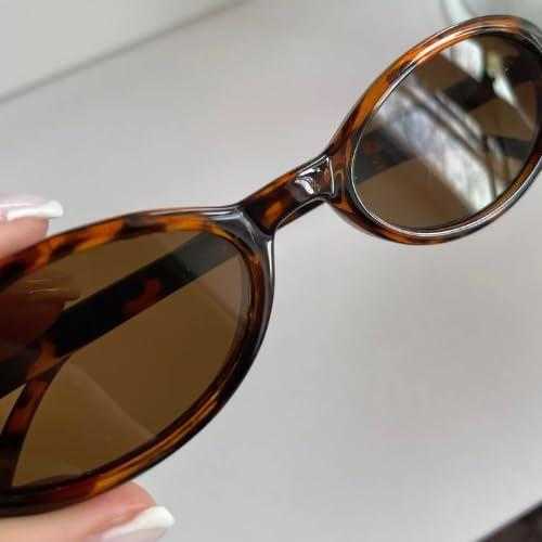 90s Sunglasses for Women Men Retro Small Oval Sunglasses - color: Black/Grey+brown/Brown+leopard/Brown