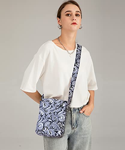 OPQRSTU Women's Retro Small Size Canvas Shoulder Bag Hippie Boho Crossbody Handbag - color: Grey