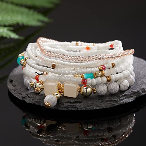 Beaded Bracelets for Women,Bohemian Stackable Style Multilayered Stretch Bracelets Friendship Jewelry Summer - color: Style 6, size: Bead