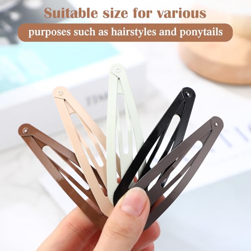 WILLBOND 30 Pieces 3.1 Inch Large Metal Snap Hair Clips Nonslip Barrettes Women Hair Accessories (Five Color) - color: Five Color, style: Minimalist