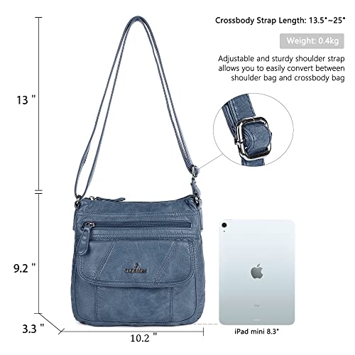 Angelkiss Small Womens Crossbody Bag Leather Shoulder Purse for Women Hobo Bag with Adjustable Shoulder Strap - color: 1-blue