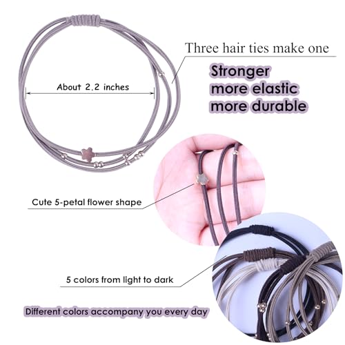 20 PCS Boho Hair Accessories for Women, Ponytail Holders and Bracelets, 5 Neutral Colors, No Damage Elastics for Thick or Thin Hair - color: Multi-color