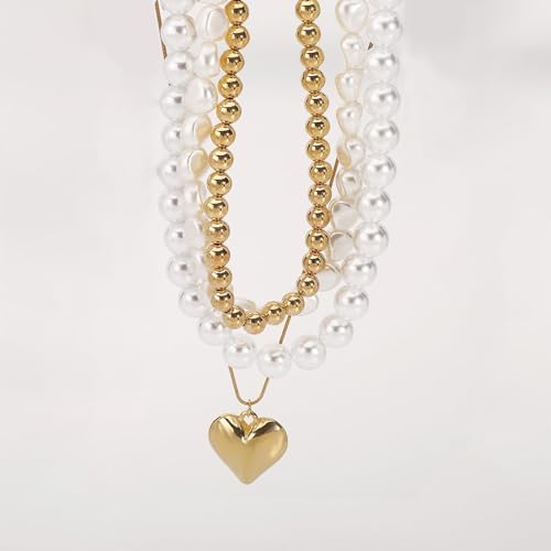 Gold Stack Necklace Chunky Necklaces for Women Trendy Coin Pendant Long Necklaces Western Jewelry for Women Cowgirl Cowboy Chic Country Outfit Boho Accessories Birthday Jewelry Gifts - color: G Gold Heart Necklace