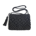 Eiyye Handmade Crochet Purse Boho Cotton Rope Crossbody Shoulder Bag with Tassel Casual Bag for Women - color: Black
