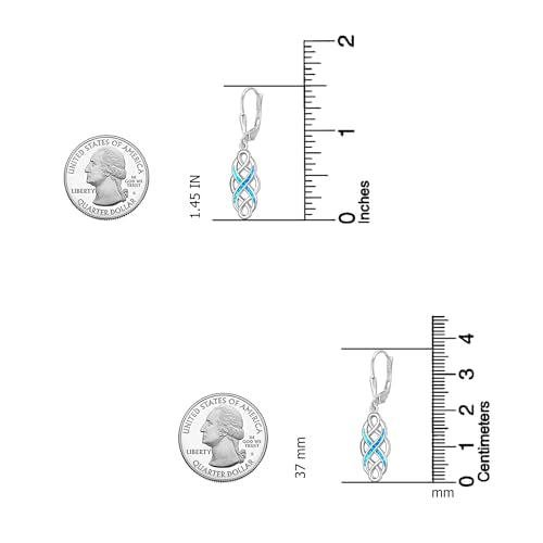 LeCalla 925 Sterling Silver Leverback Drop Earrings | Lightweight Celtic-Knot Filigree Heart Teardrop Dangle Earring for Women's Gift for Her - color: Blue Opal Celtic Knot