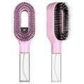2-in-1 Manual Non-Electric Detangler Hair Brush with Built-In Mister Spray, Wet & Dry Detangling Brush for Curly, Wavy & Straight Hair, No-Tangle Anti-Frizz Brush，Reservoir 50ml.(Pink) - color: Pink