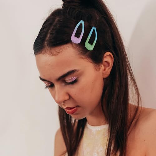 20 PCS Metal Snap Hair Clips Water Drop No Slip Barrettes for Women Bright Small Hair Clips For Thick And Thin Fine Hair,Assorted Colors,1.97 x 0.5 In. - color: Assorted Colors