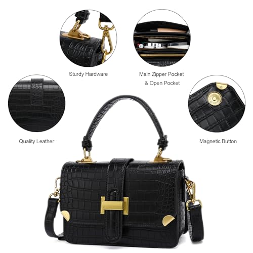 LL LOPPOP Women's Small Classy Crossbody Purse Top Handle Handbags Leather Satchel Bags for Women - color: A-black(2035)