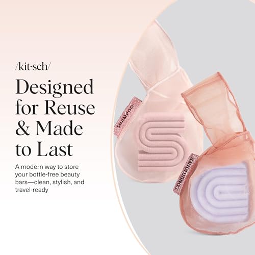 Kitsch Bar Soap Saver Pouch – Patented Mesh Soap Bag for Shampoo and Conditioner Bars - Extends Use & Prevents Soggy Mess - Recycled Beauty Bar Bag, Eco-Friendly - 2pc Set, Blush & Terracotta - color: Blush & Terracotta
