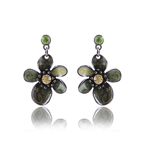 AMYJANE Vintage Statement Jewelry Set - Spring Leaf Flower Floral Plant Necklace Earring Set Crystal Rhinestone Fashion Costume Jewelry for Women Prom Party Unique Gift - style: 2 Flower Jewelry Set Green