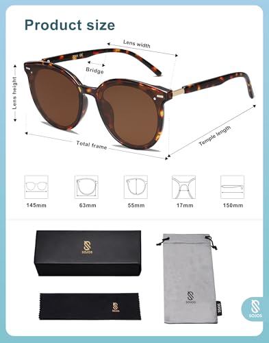 SOJOS Sunglasses Womens Trendy 2025 Classic Round Retro Vintage Shades Large Frame Sunnies SJ2067 - color: Dark Brown