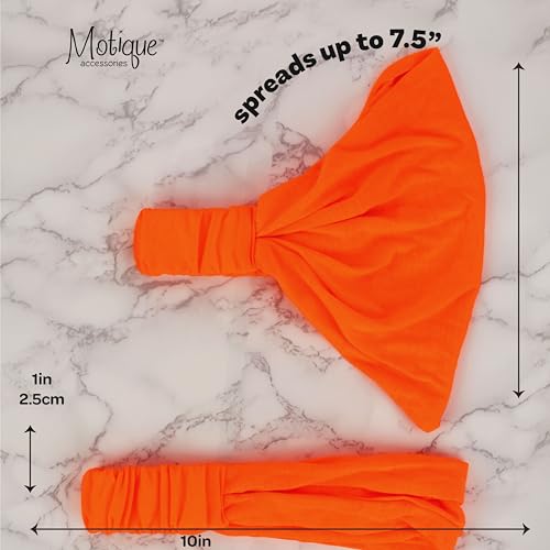 Motique Accessories Wide Cotton Head Band Solid Boho Yoga Style Soft Hairband for Women (Neon Orange) - color: Neon Orange