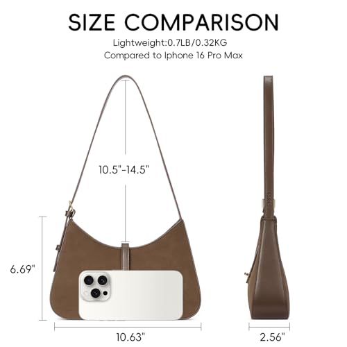 CLUCI Suede Purses for Women, Shoulder Suede Bag with Adjustable Strap, Handbag Hobo Bags - color: B-suede-small