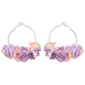 Kercisbeauty Soft Petal Flower Gold Hoop Earrings for Women Enthic Style Spring Summer Holiday Party Jewelry
