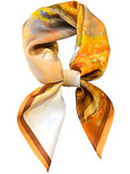 100% Mulberry Silk Scarf for Women Hair Lightweight Square Neckerchief Wrap For Head Scarves 21" - color: 24-golden Jungle /21"*21"