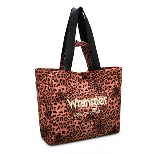 Montana West Wrangler Large Tote Bag for Women Designer Leopard Print Purse for Travel Work Gym - color: Pink