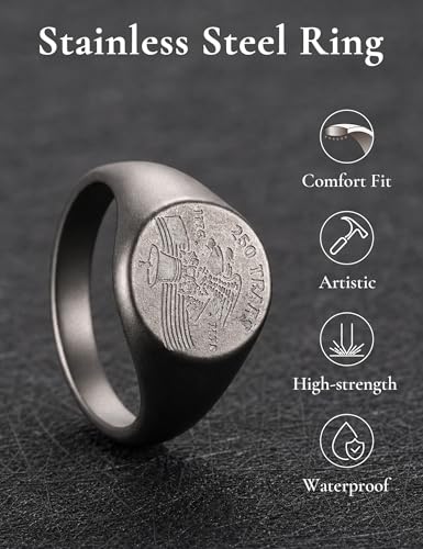 King Will Men's Tungsten Signet Rings Thumb Pinky Biker Band Ring For Men High Polished Plain Wedding Statement Ring Comfort Fit Size 7-12 - color: Steel-Flag