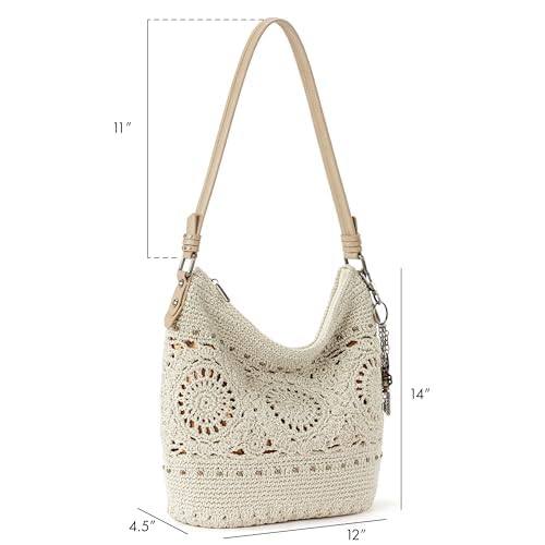 The Sak Sequoia Hobo Bag - Hand Crochet Large Women's Purse for Everyday & Travel - Durable Handbag & Tote With Zipper Pocket - color: Natural Medallion