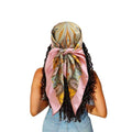 Large Square Head Satin Scarf Silk Feeling Hair Scarf 35"Head Scarves Bandana for Women Headscarfs for Women's Hair - color: C1-pink