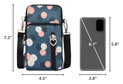 JANKS Small Crossbody Bag for Women - Mini Phone Purses with Crossbody Strap and Wallet - Nylon Arm Bag - color: Ab-blue Circle