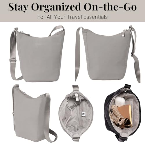 Baggallini Swift Mini Crossbody Bag for Women - 4.5x7 Small Travel Purse with Crossbody Strap and RFID - color: B-lite Silver Sand
