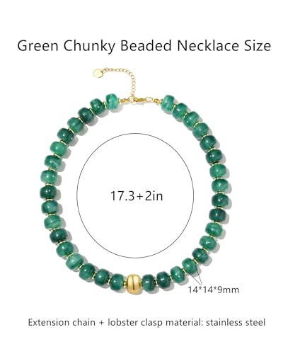 Chunky Beaded Statement Necklace for Women Trendy Colorful Boho Resin Bead Choker Necklaces Summer Handmade Jewelry Gifts Accessories - color: Gold-green 1