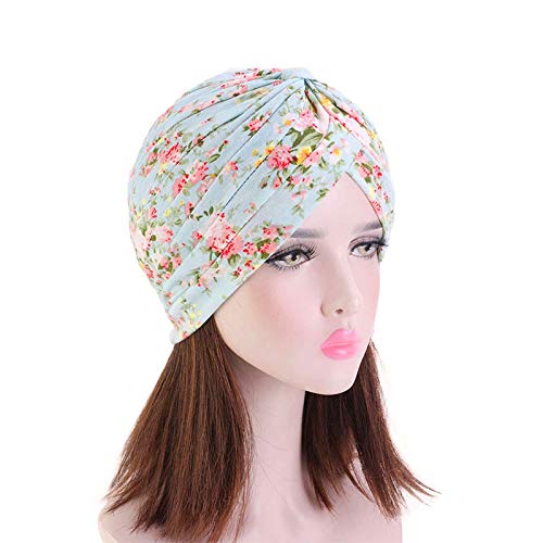beauty YFJH Women's Cotton Turban Head Wrap Cancer Chemo Beanies Cap Headwear Cap Bonnet Hair Loss Hat - color: Light Green