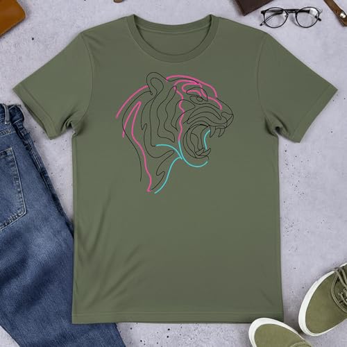 Neon Tiger T-Shirt – Minimalist Retro Apparel – 100% Cotton Unisex Tee - color: Green, size: XX-Large