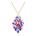 ARATLENCH Acrylic Pendant necklace Earrings – Long Statement Leaf Charm Necklace Tortoise Resin Palm Leaf Earrings Fashion Necklaces Earrings for Women - color: red white blue necklace