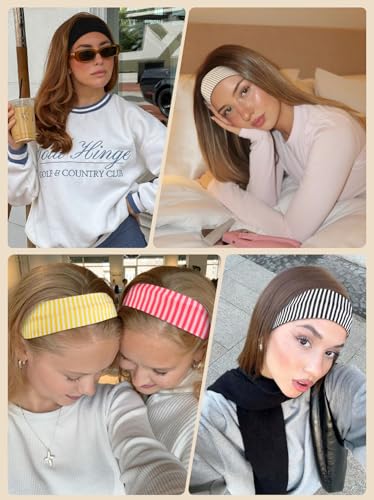 TERSE Stripe Headbands for Women Trendy Hair Accessories: Cute Head Bands for Women's Hair Fashion Hairbands 6PCS - color: Headbands Color- Stripe Print