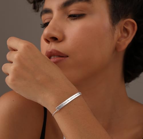 LeCalla 925 Sterling Silver Sliding Bolo Bracelet | Lightweigh Adjustable Chain Bracelets for Women | Valentine's Day Gift Friendship Sister Mom - color: Believe ID Bar
