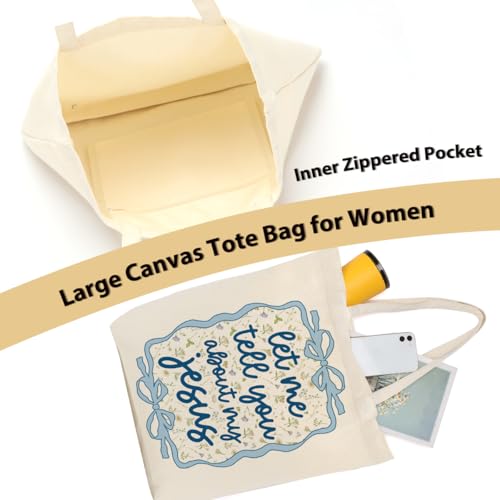 Christian Gifts for Women, Floral Faith Canvas Tote Bag, Faith Gifts for Women Mom Inspirational - color: Bow Christian 771