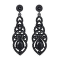 Women's Alloy Teardrop Crystal Chandelier Dangle Earrings - color: E-black
