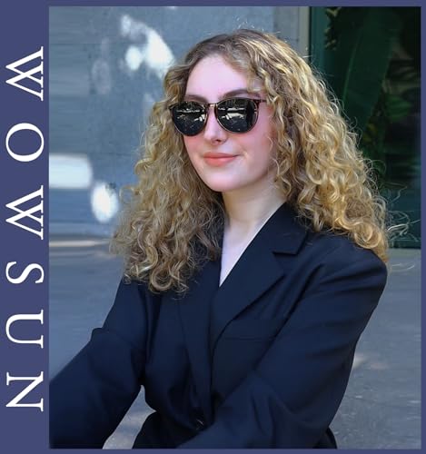 WOWSUN Retro Polarized Sunglasses Womens Trendy Round Classic Glasses - color: (2 Pack) Yellow Leopard Frame Black Lens+matte Black Frame Grey Lens