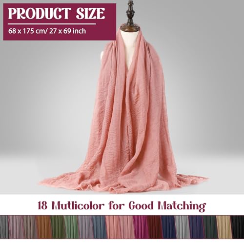 Yahenda 18 Picees Women Scarfs Shawl Hijab Soft Cotton Hemp Long Scarf Head Wraps for Women, 27 x 69 Inches - color: Earth Tone Color