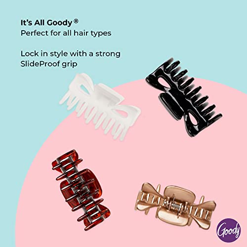 Goody SlideProof Classics Medium Claw Clips - 4 Ct, Assorted Neutrals, Hair Styling Accessories with Secure Grip, Chic Hair Accessories for Women & Men, For All Occasions, All Hair Types - color: Neutrals (Medium Claw), size: 4 Count (Pack of 1)