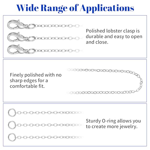 Wanmu 9.8Ft Stainless Steel Chain for Jewelry Making, Silver Necklace Link Cable Chains Roll with 10 Lobster Clasps and 30 Open Jump Rings, Charm Bracelet Supplies for Men Women DIY Craft - 1.5MM - color: Silver