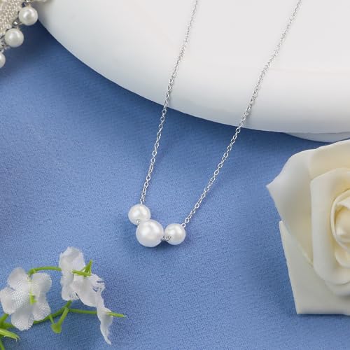 Trinckle Pearl Necklaces for Women, Gold Pearl Choker Single Pendant Necklace Layered Daisy Jewelry for Prom Birthday Gifts, Prom Wedding Strands for Bride Bridesmaids as Beach Summer Accessories - style: Silver necklace