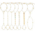 BOMAIL 7Pcs 14K Gold Plated Gold Hand Chain Bracelets for Women | Adjustable Ring Bracelets,Stackable Hand Link Chain,Dainty Gold Jewelry,Durable Accessory,Cute Bracelet