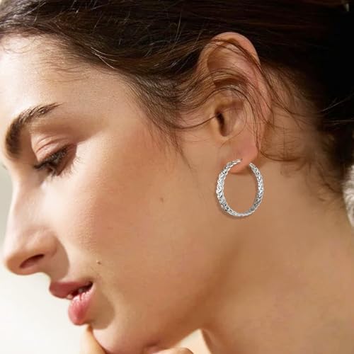 PABBEU Sterling Silver Hoop Earrings,Hypoallergenic Twisted Silver Hoops Earrings for Women Lightweight SilverHoop Earring with Cubic Zirconia (15/20/25/30MM) - color: Silver 2