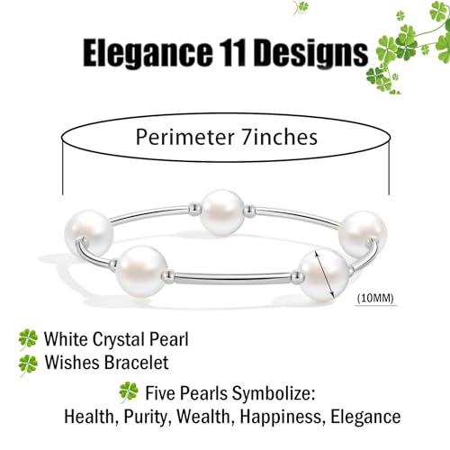 Elegance 11 designs 10mm Crystal White Pearl Blessing Bracelet - style: Style-silver 1pcs
