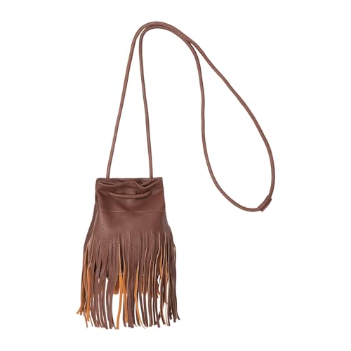 Women Leather Fringe Messenger Bag Mini Hobo Crossbody Tassel Shoulder Bags - color: Solid-coffee