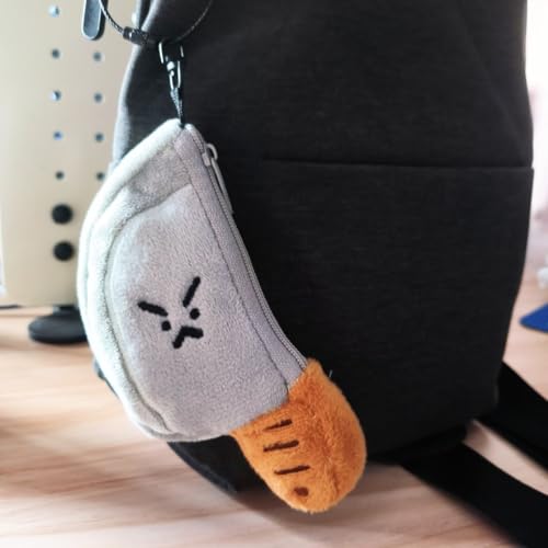 Coin Purse Keychain for Women and Men, Funny Plush-Wallet Coin Pouches with Zipper, Plush Earbud Pouch, Mini Backpack Charms (2pcs)