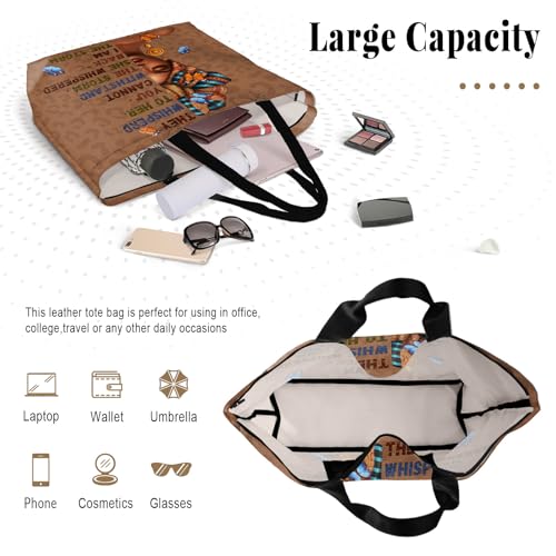 African American Women Tote Bag Black Shoulder Handbag For Women Fit Work Beach Labtops With Zip - color: Black Women 11