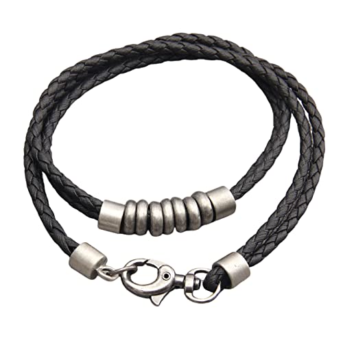 PU Leather Necklace Vintage Boho Style Multilayer Pendant Long Sweater Necklace Jewelry for Women Men with Adjustable Leather Cord - color: Braided Leather Choker Necklace