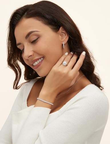 Mameloly 3mm Cubic Zirconia Classic Tennis Bracelet Silver Round Charm CZ Bracelets for Women Size 6.5-7.5 Inch
