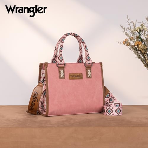 Montana West Wrangler Tote Bag for Women Aztec Western Retro Purse Top Handle Handbags - color: B-aztec-pink